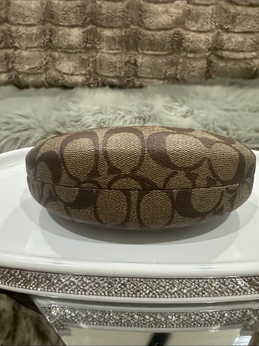 COACH Brown Signature Monogram Hard Eyewear Case only….. for glasses-sunglasses